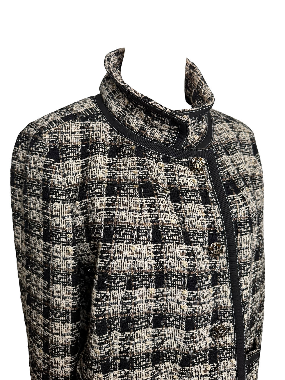 Thumbnail: Chanel Brown Gold Metallic Tweed Jacket