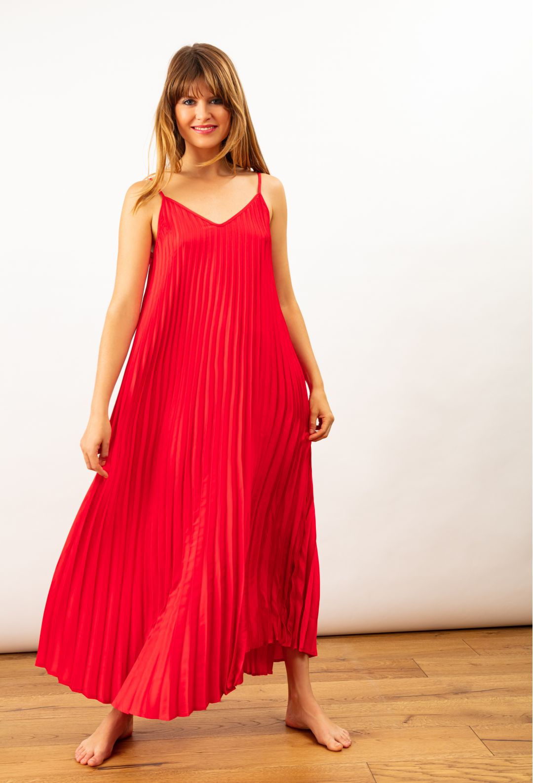 Robe longue plissée BLEU BLANC ROUGE