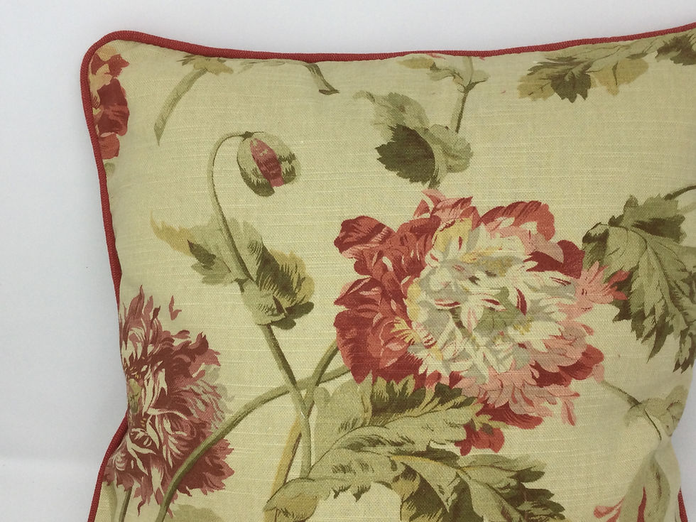 Thumbnail: 16" Laura Ashley Hepworth Gold Floral Handmade Cushion Cover Piped Burnt Orange