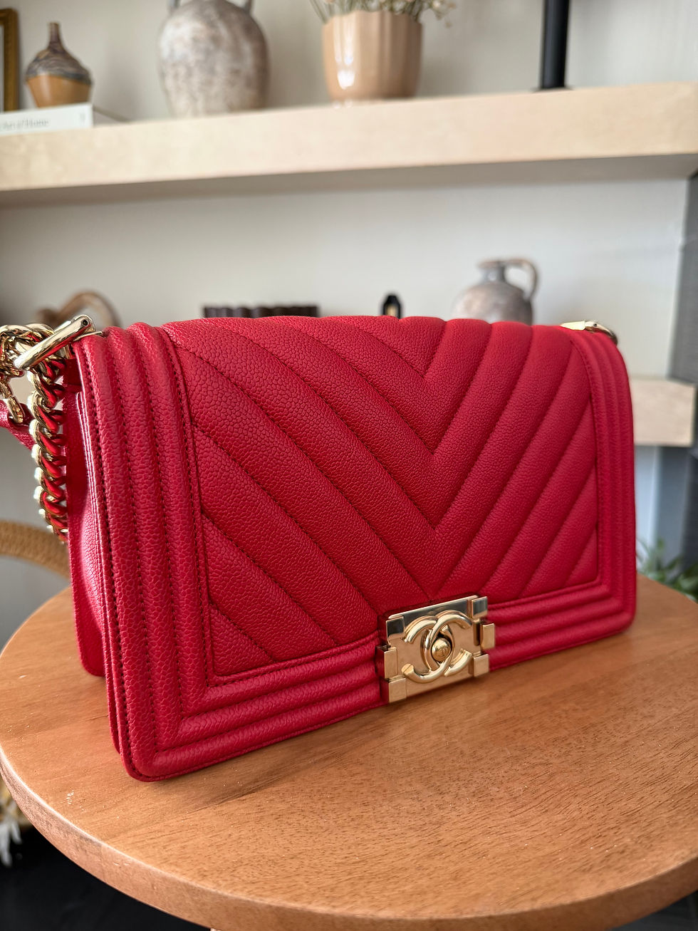 Thumbnail: Chanel Leboy Old Medium Size Caviar Chevron with Gold Hardware