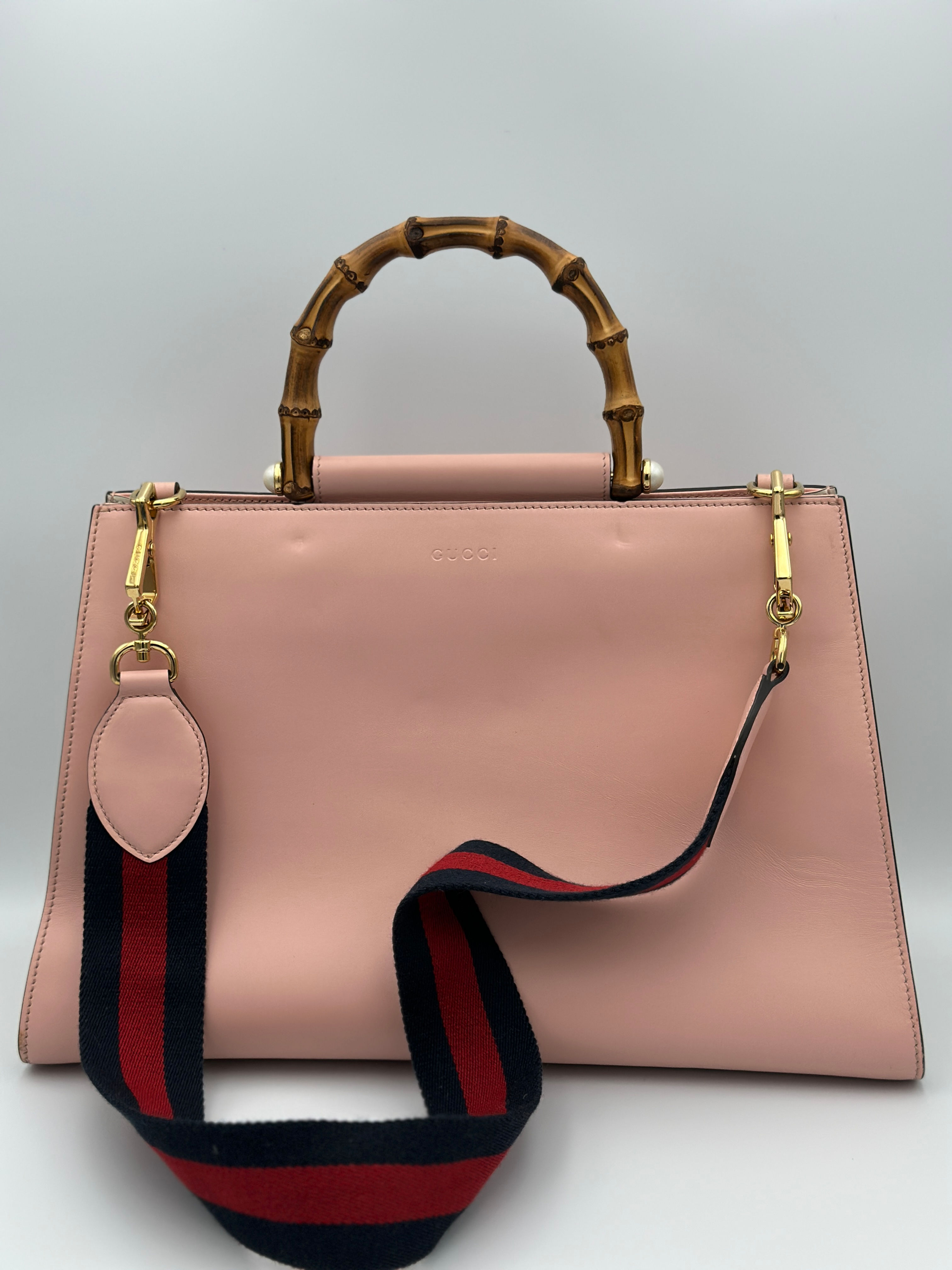 Gucci Bamboo Top Handle Bag in Blush Pink Leather