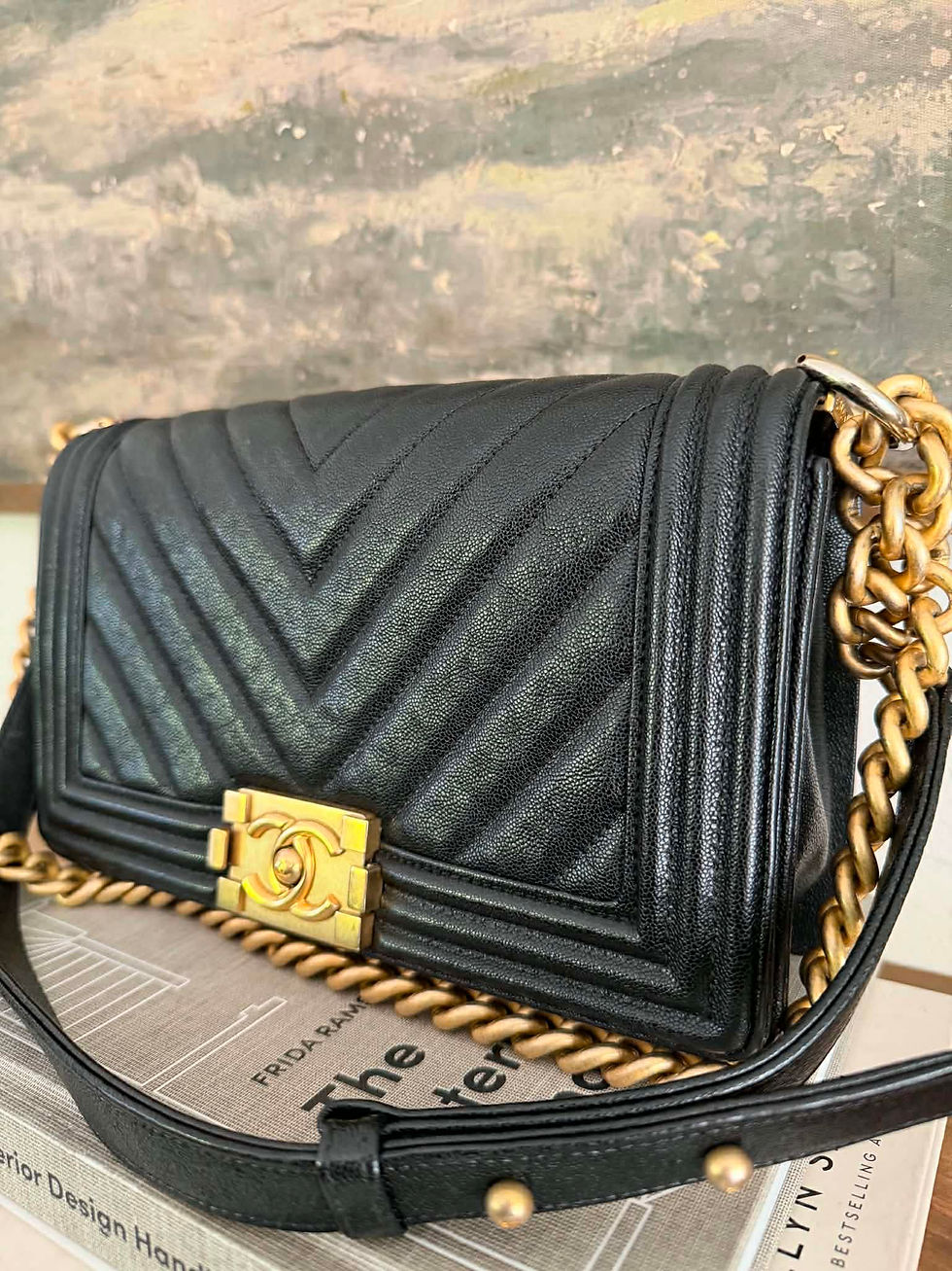 Thumbnail: Chanel Chevron Caviar Leather Old Medium