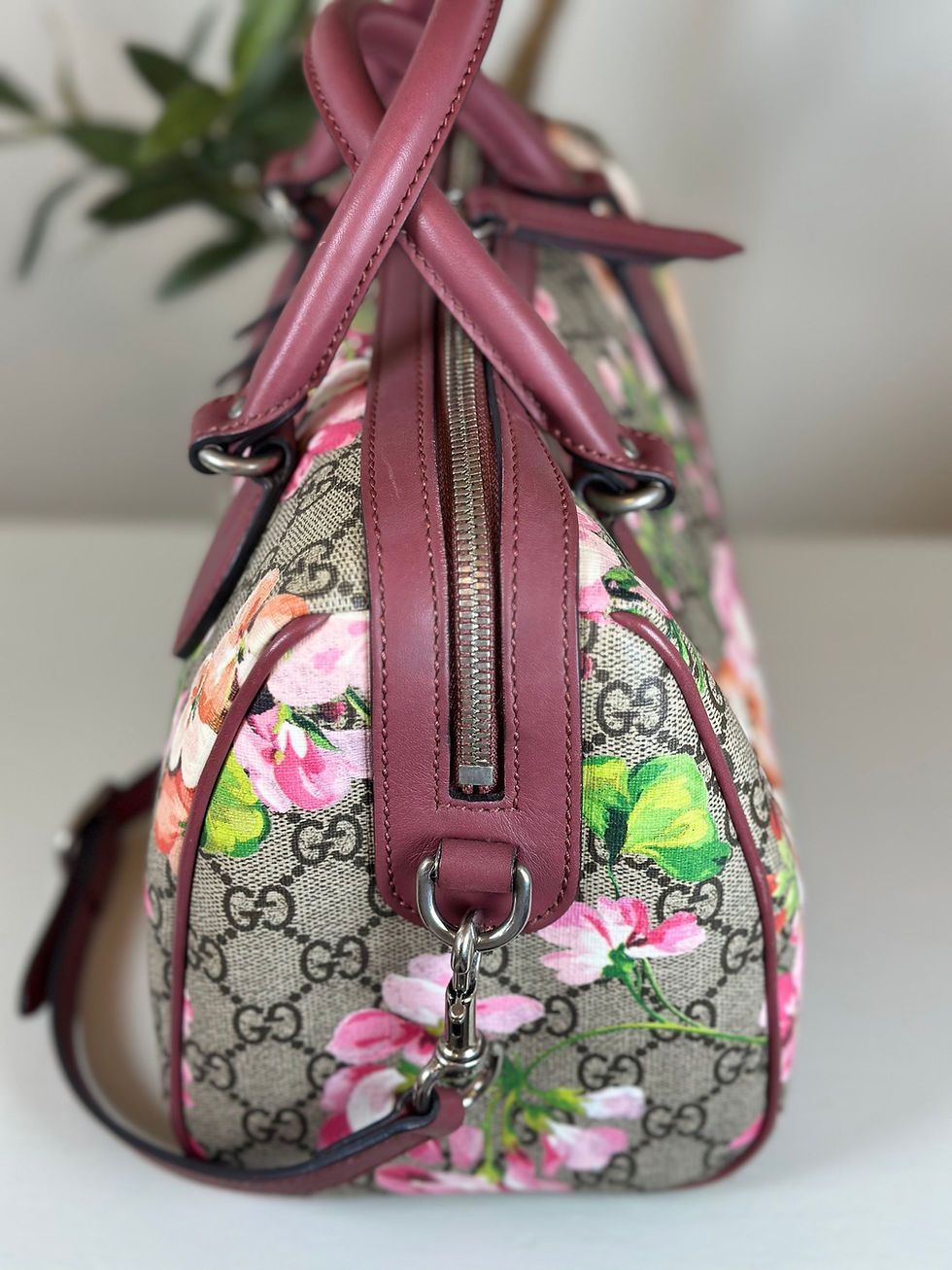 Thumbnail: GG Floral Boston Bag with Strap