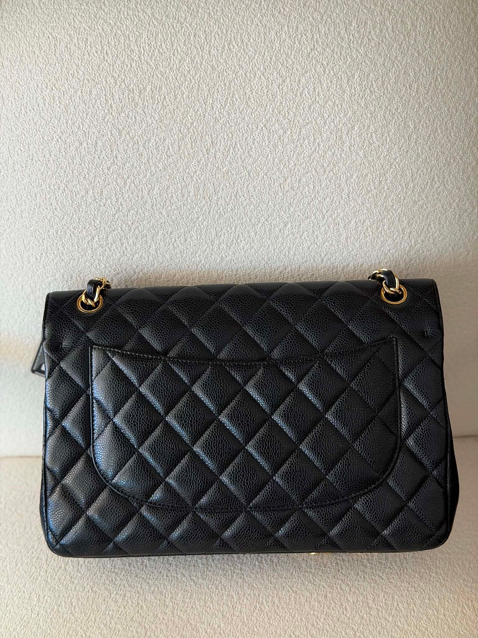 Thumbnail: Chanel Double Flap in Caviar Leather Jumbo