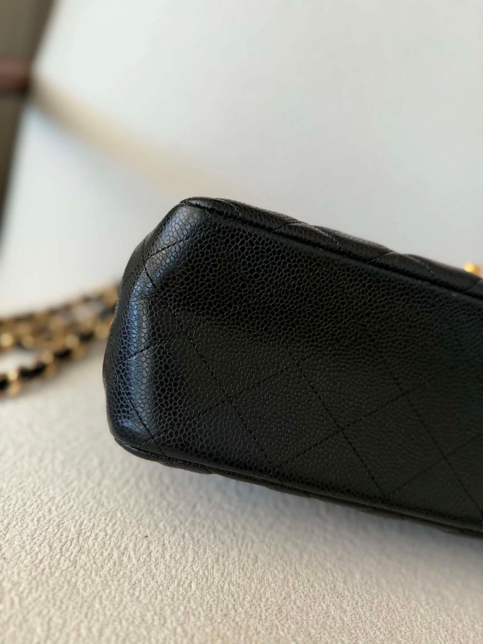 Thumbnail: Chanel Double Flap in Caviar Leather Jumbo