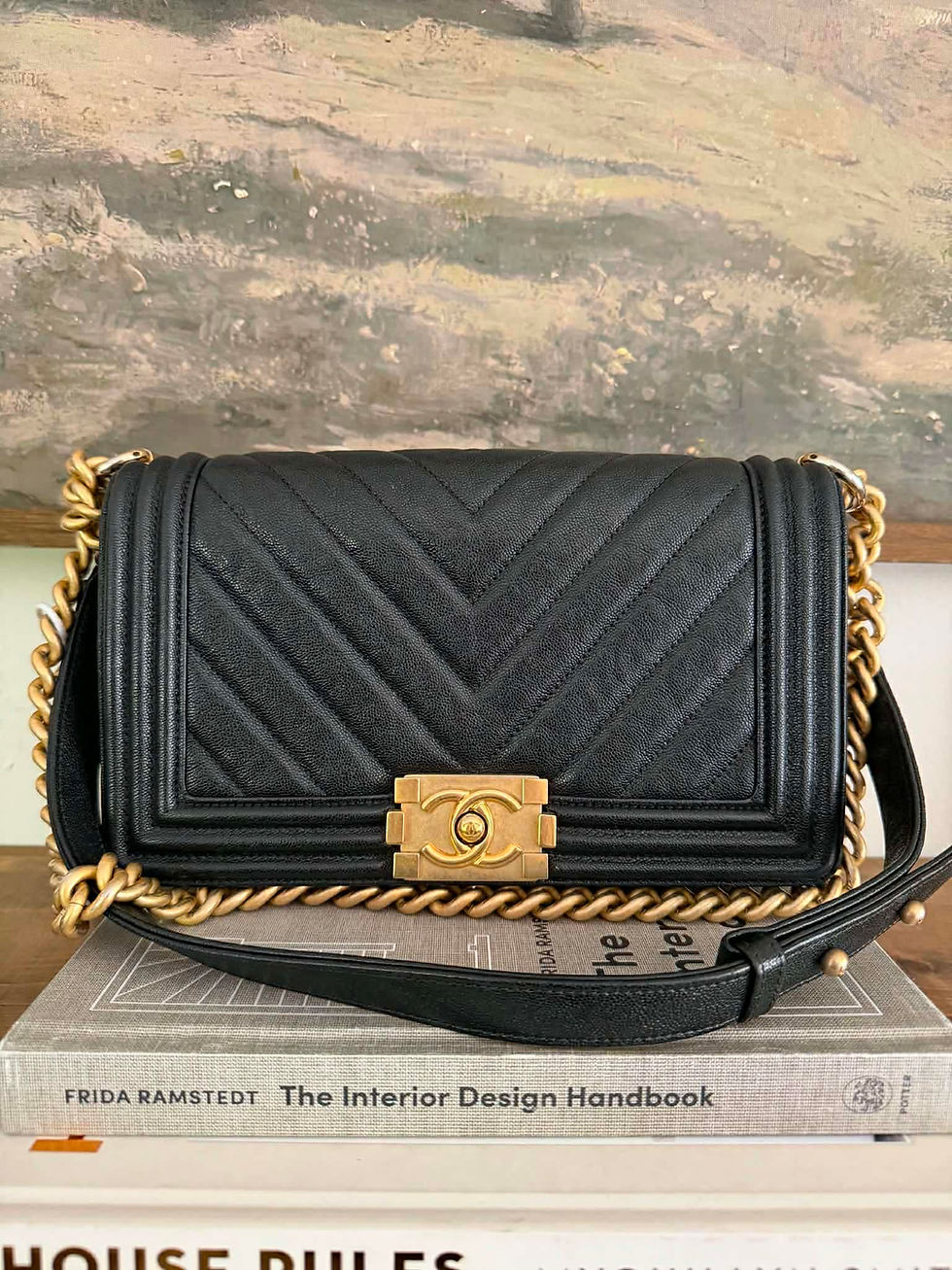 Thumbnail: Chanel Chevron Caviar Leather Old Medium