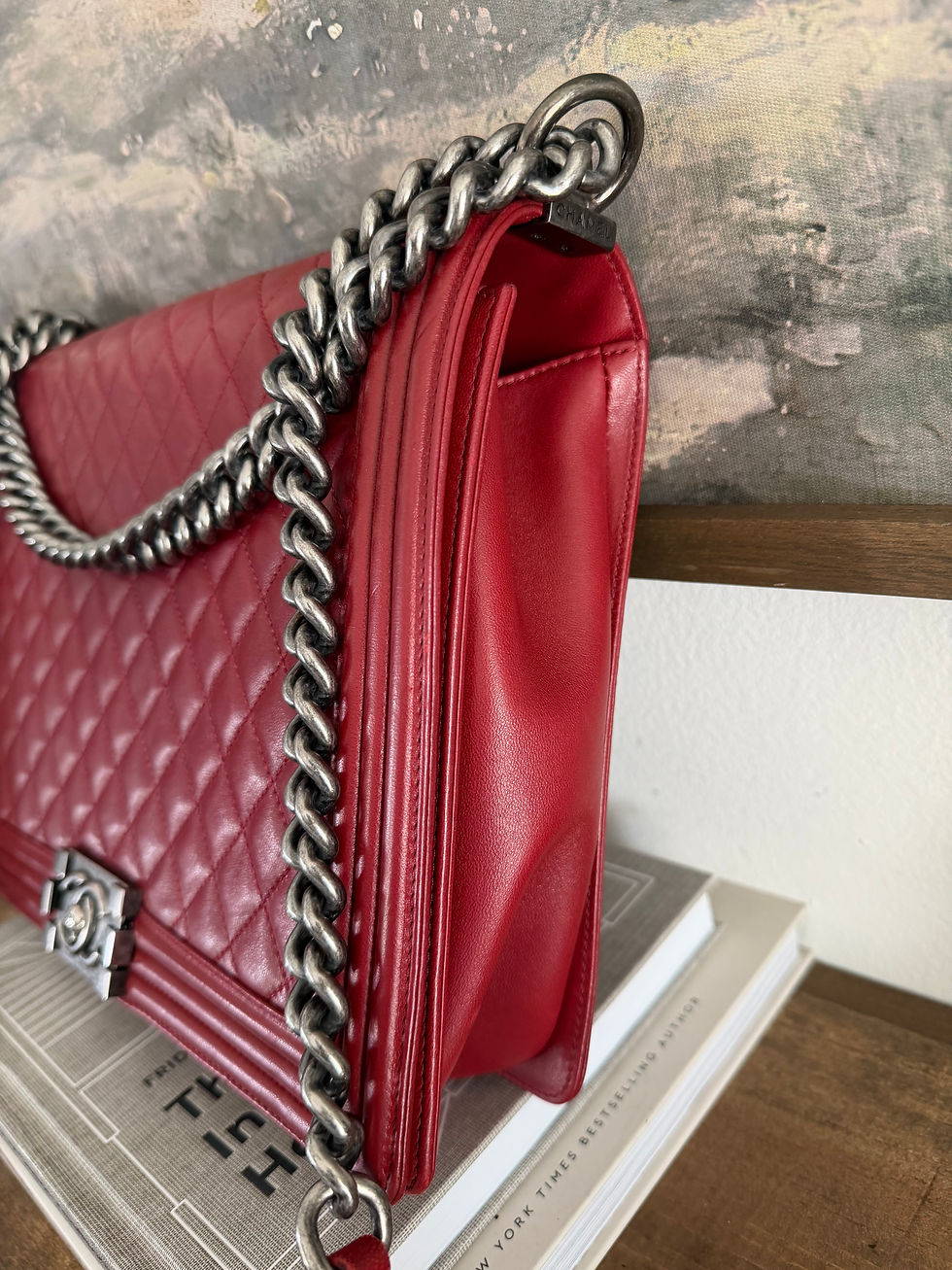 Thumbnail: Chanel Boy Bag Large-Red