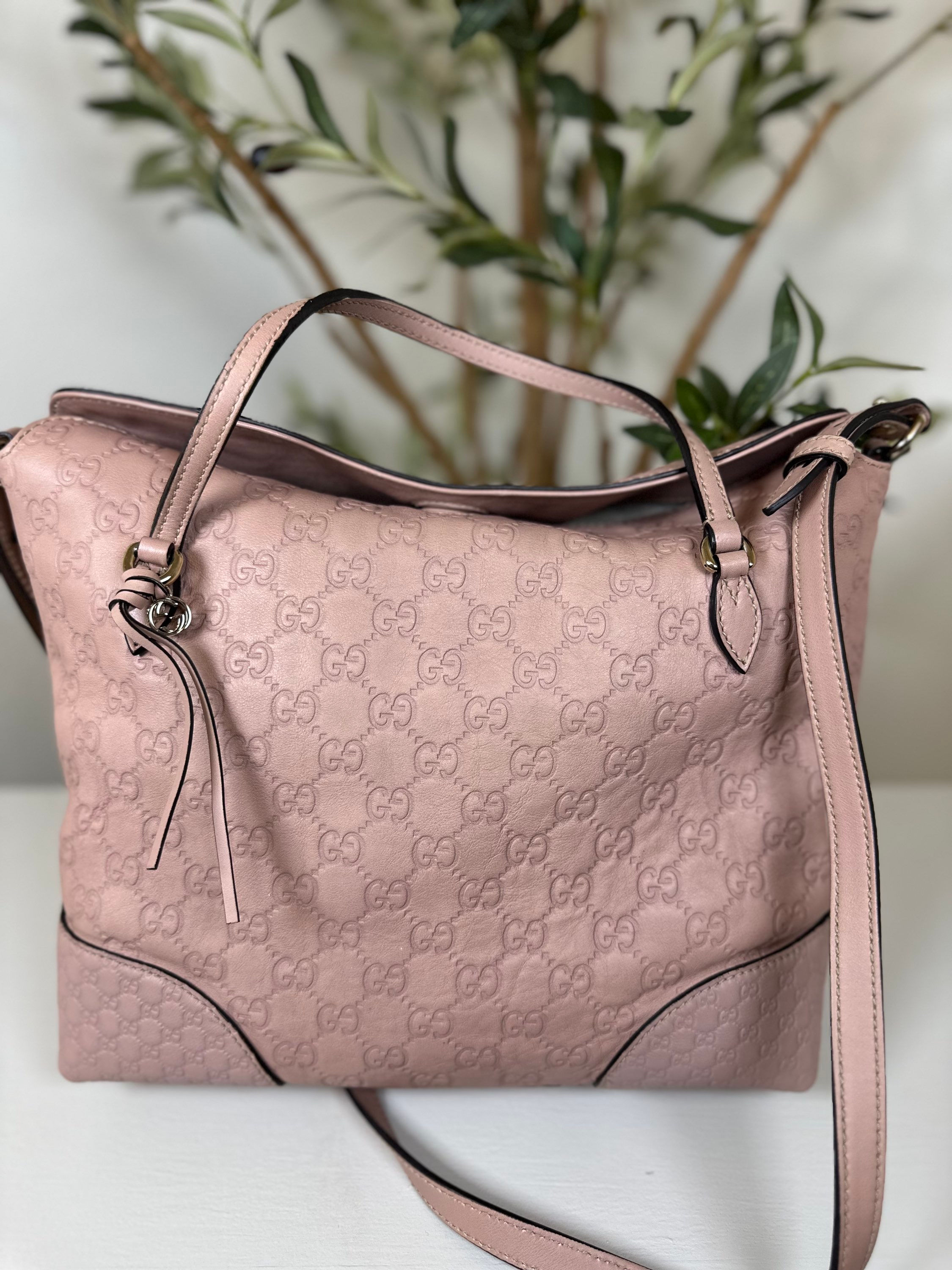 Gucci Guccissima Medium Bree Foldover Tote Soft Pink