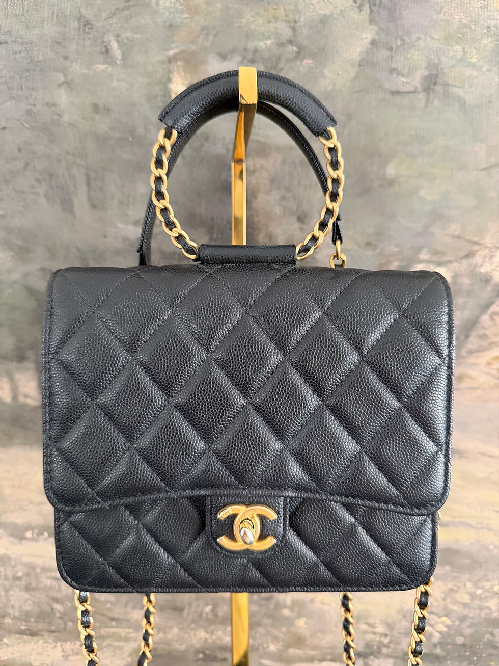 Thumbnail: Chanel Top Handle In Caviar Leather