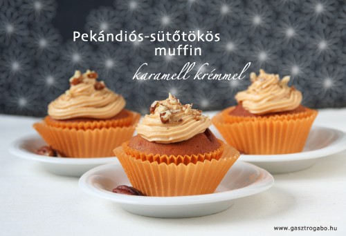 Pekándiós-sütőtökös muffin karamell krémmel