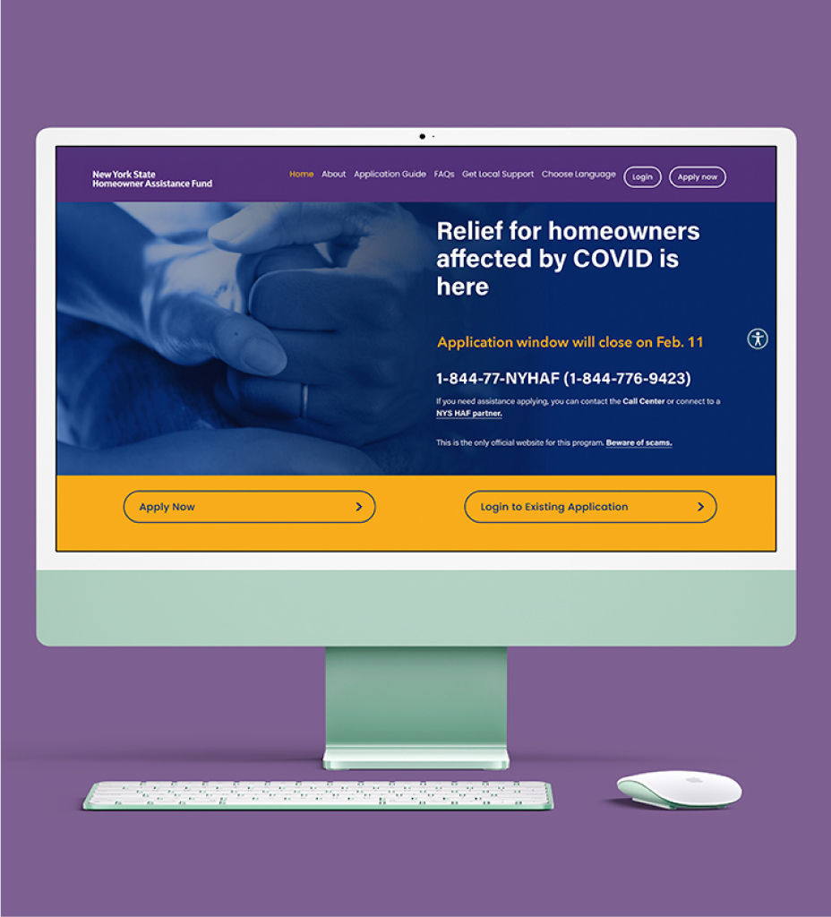 The NYS HAF website on desktop, mobile and the paper form