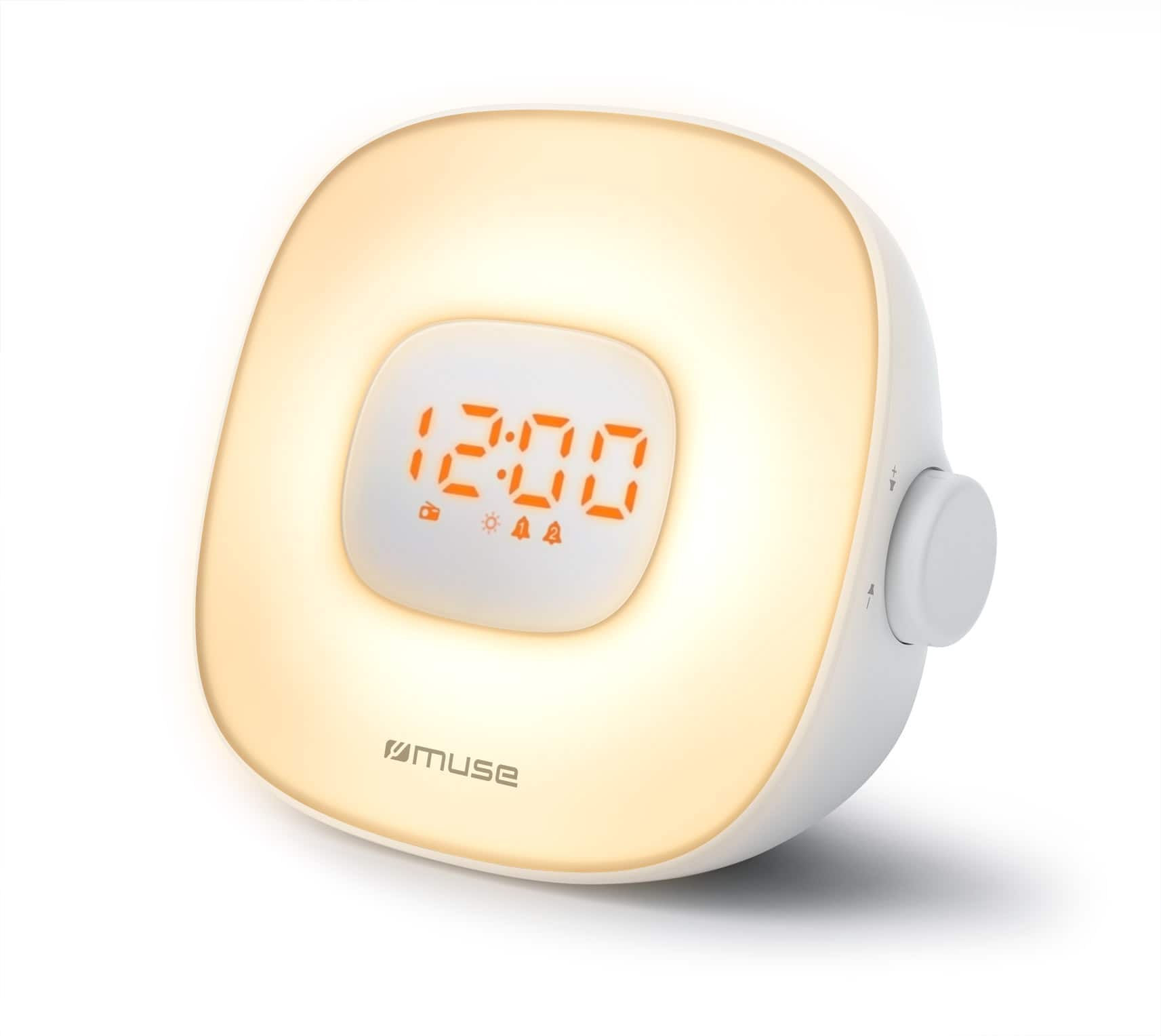 Muse Light Radio Alarm Clock, White (ML-198CR)