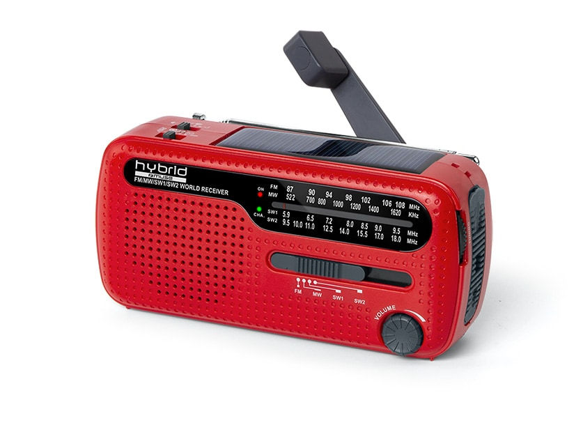 Muse MH-07 Red Portable Radio FM Solar-Dynamo, Red (MH-07RED)