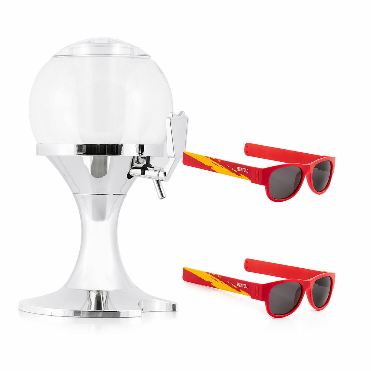 Beer Dispenser Cooling Pack InnovaGoods and 2 Folding Sunglasses Sunfold Spai