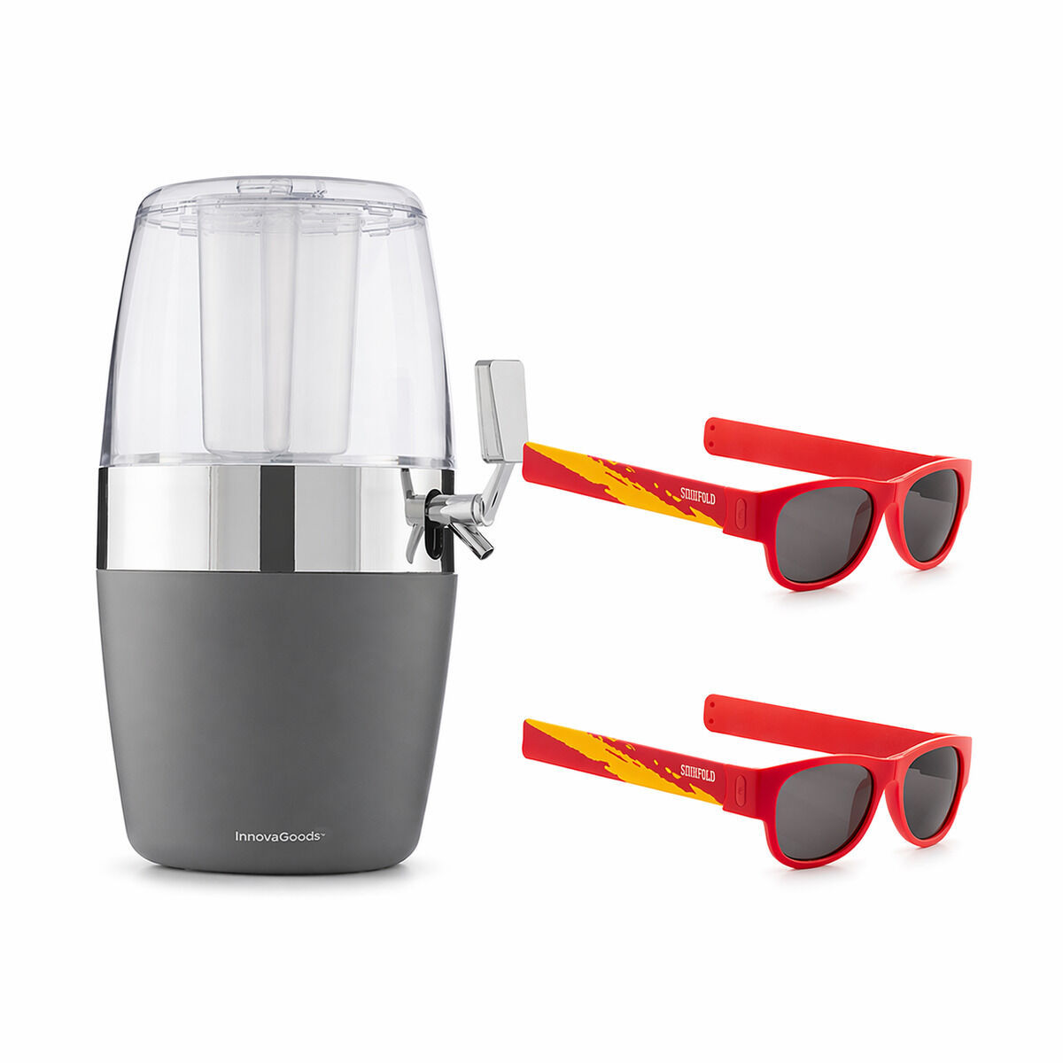 Beer Dispenser Cooling Pack InnovaGoods and 2 Roll-Up Sunglasses Sunfold Spai