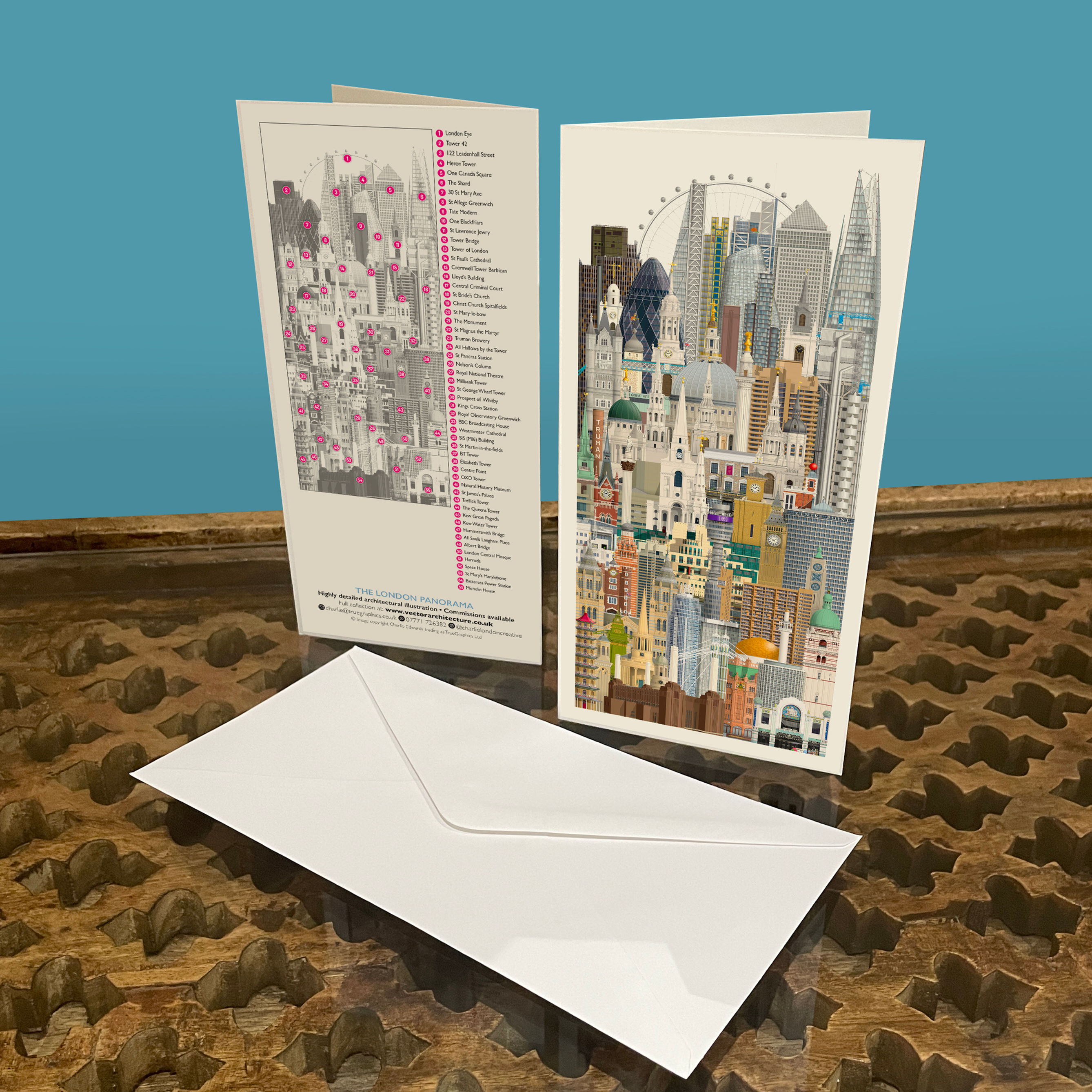 5 x London Montage greetings cards