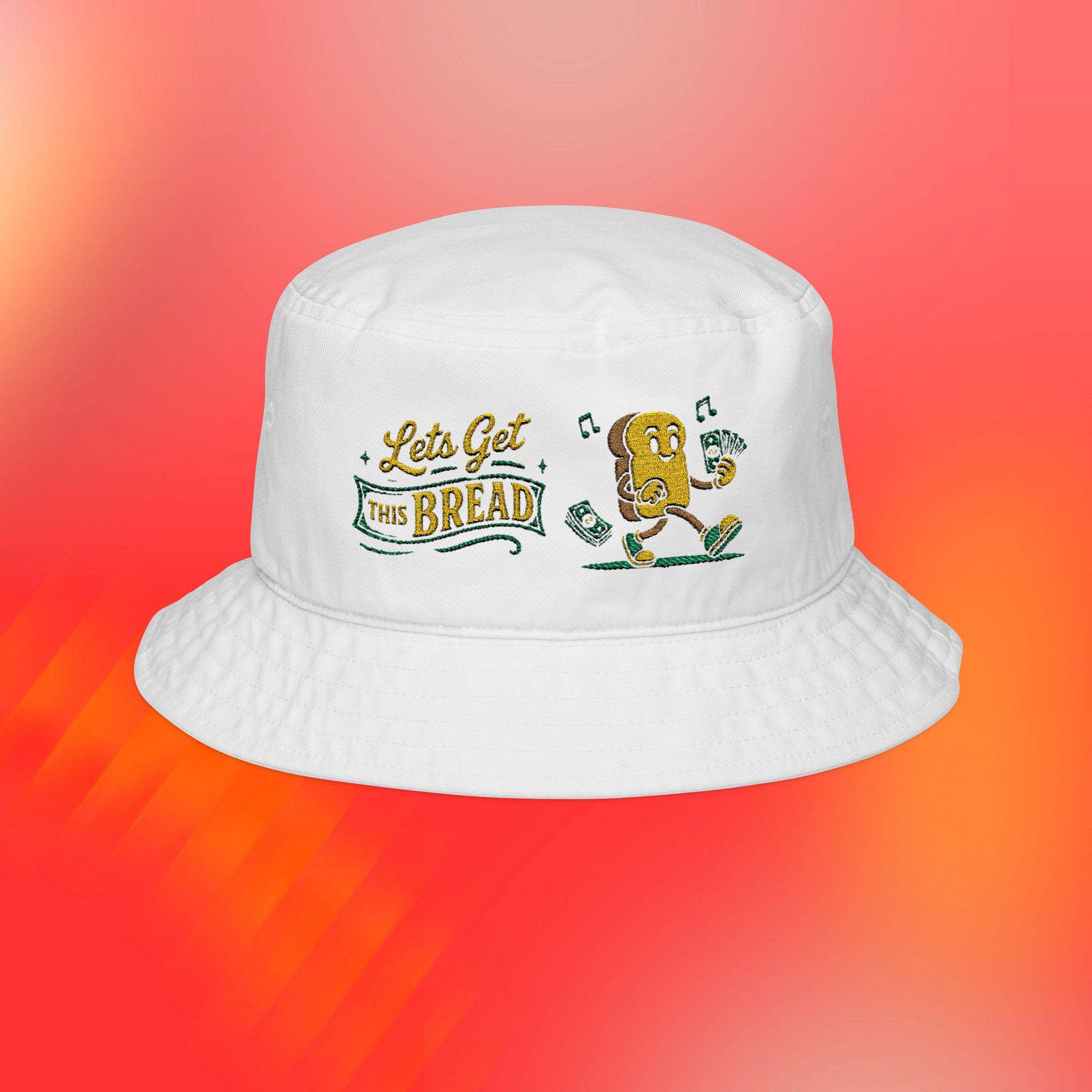Unisex Embroidered Bucket Hat Lets Get this Bread Hustler Toast Pun