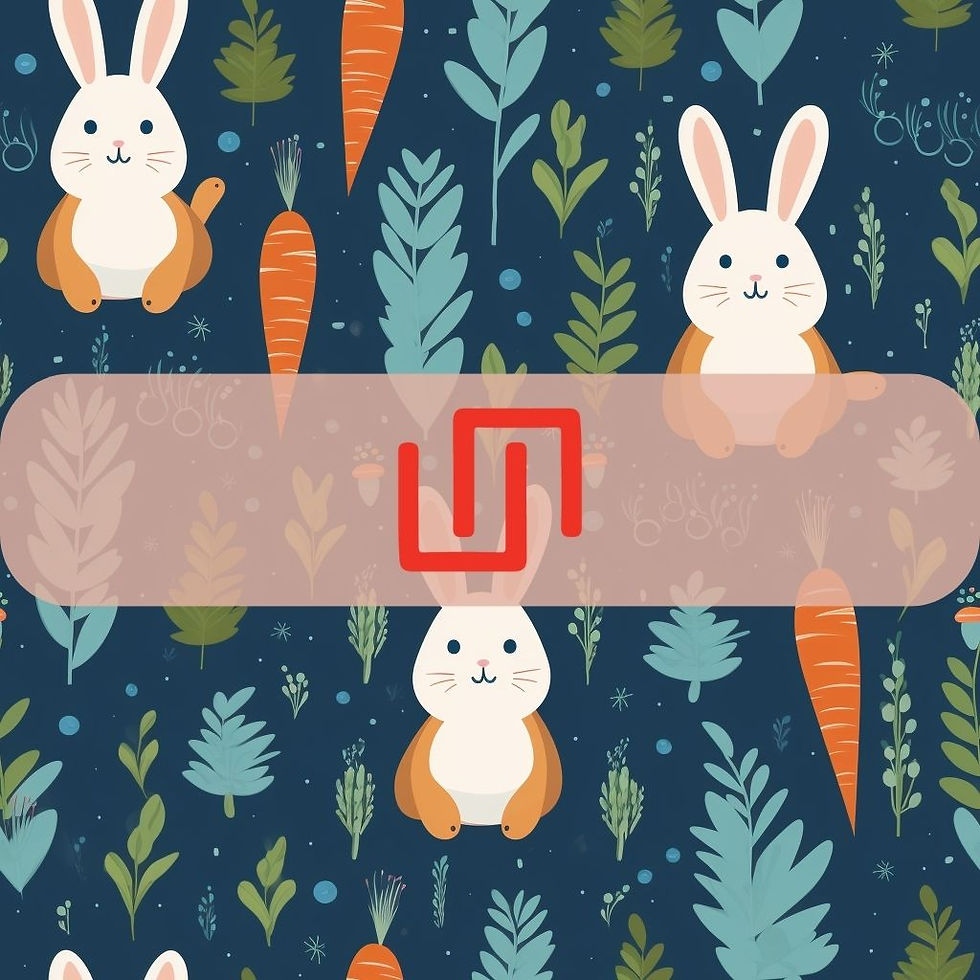 Thumbnail: Seamless Bunny & Carrots Digital Transfer Paper Adjustable Repeating Print Pattern, Graphic Design, High Res Art Texture Temp