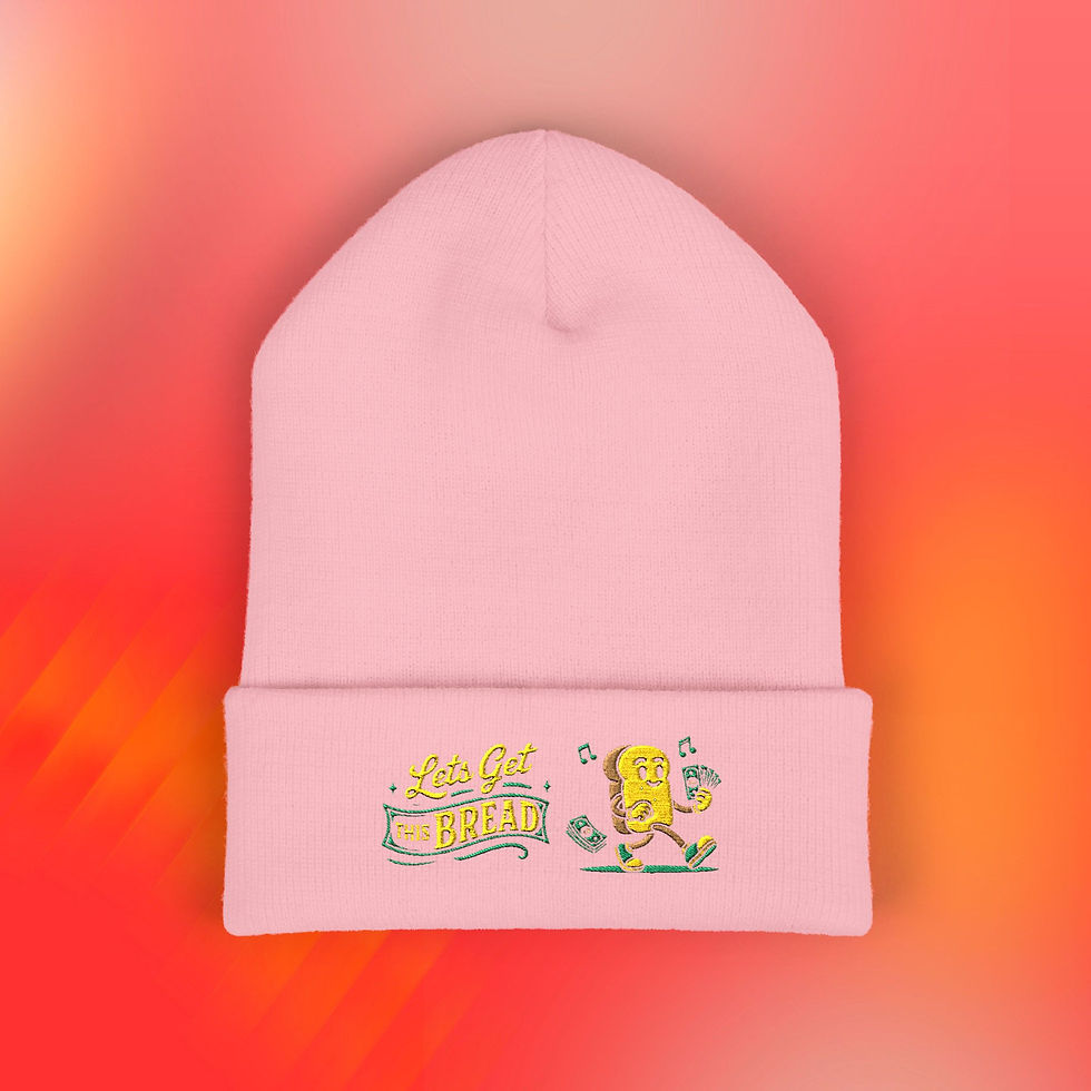 Thumbnail: Unisex Embroidered Beanie Lets Get this Bread Hustler Toast Pun Hat