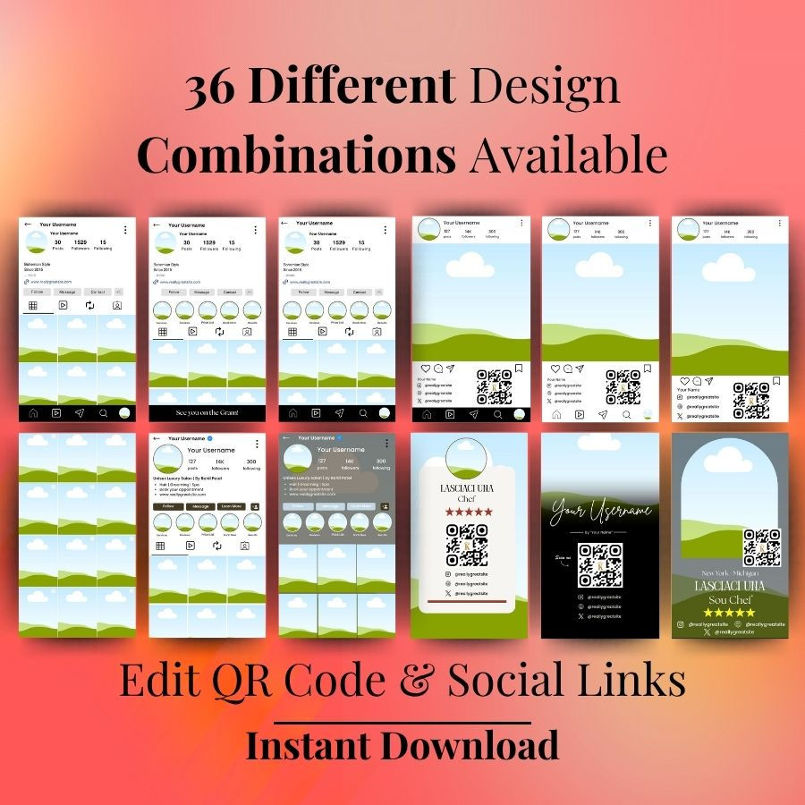 Thumbnail: Instagram Social Media Marketing Card Mockups Template with QR Codes