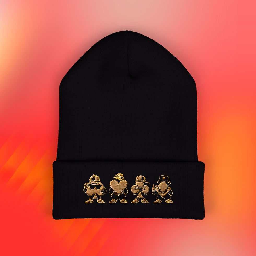 Thumbnail: Unisex Streetwear Embroidered Beanie Hat Poker Playing Card Suits