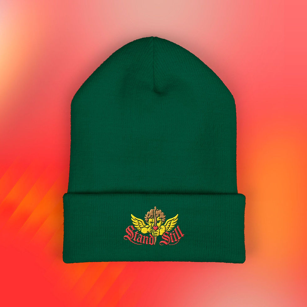 Thumbnail: Unisex Embroidered Beanie Hat Stand Still Cupid Love Arrow