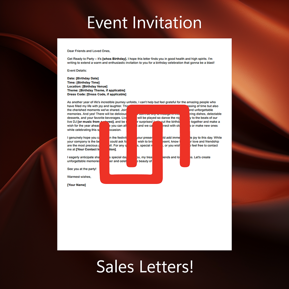 Event Invitation Sales Letter Staple Templates