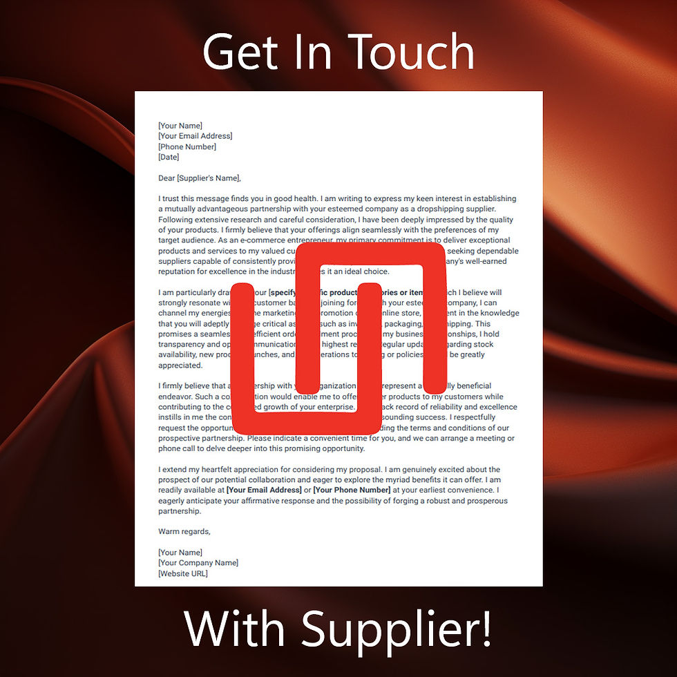 Dropshiping Supplier Strategy Google Document Sales Letter Template Resource Report Article Form E-Book PDF Script