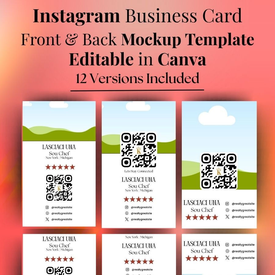 Instagram Social Media Business Card Mockups Template with QR Codes