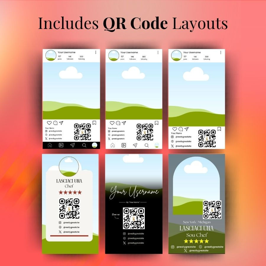 Thumbnail: Instagram Social Media Marketing Card Mockups Template with QR Codes