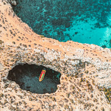 comino, beach, blue lagoon, drone, from above, boat tour photography, charters photo