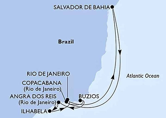 mapa crucero brasil