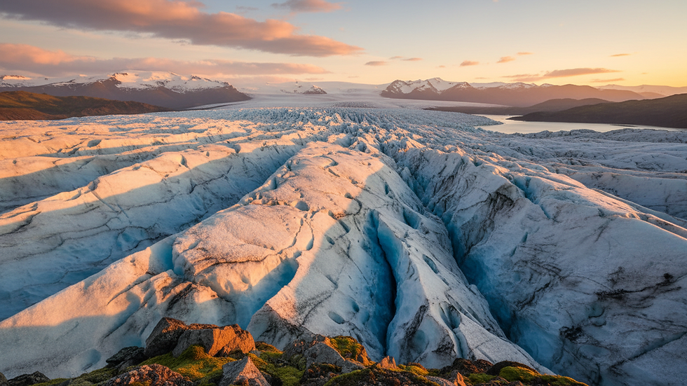 Primer plano de un glaciar con texturas y grietas en el hielo