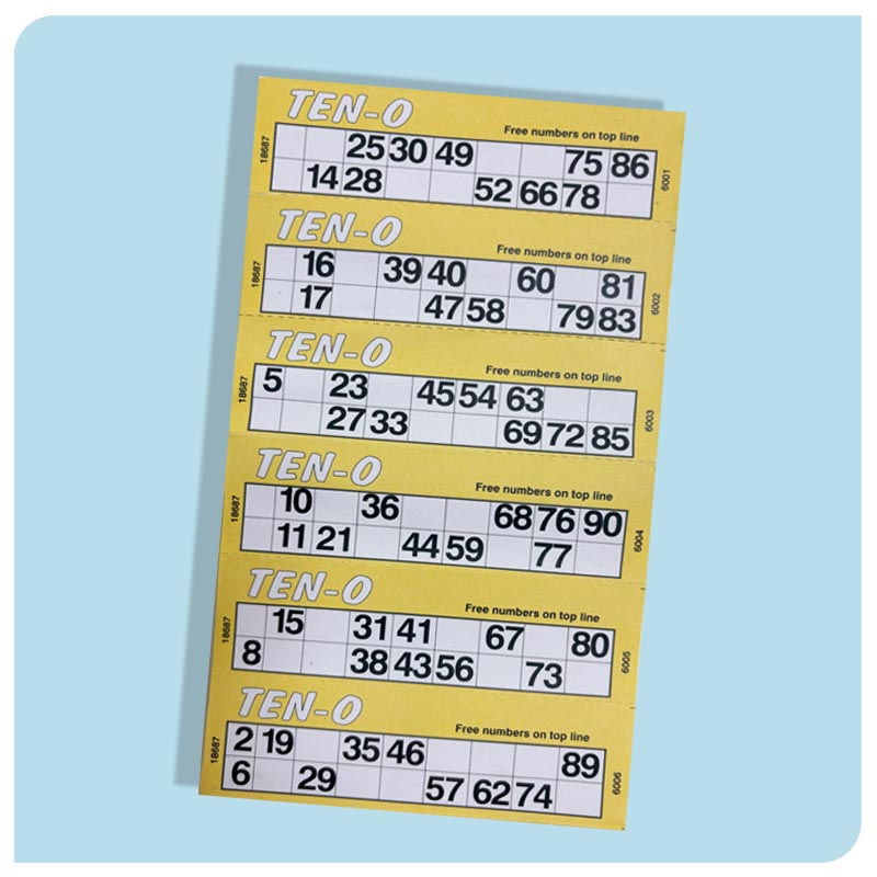 Housie Direct Ten-O Singles B90 10 Numbers 6up 3000 tickets