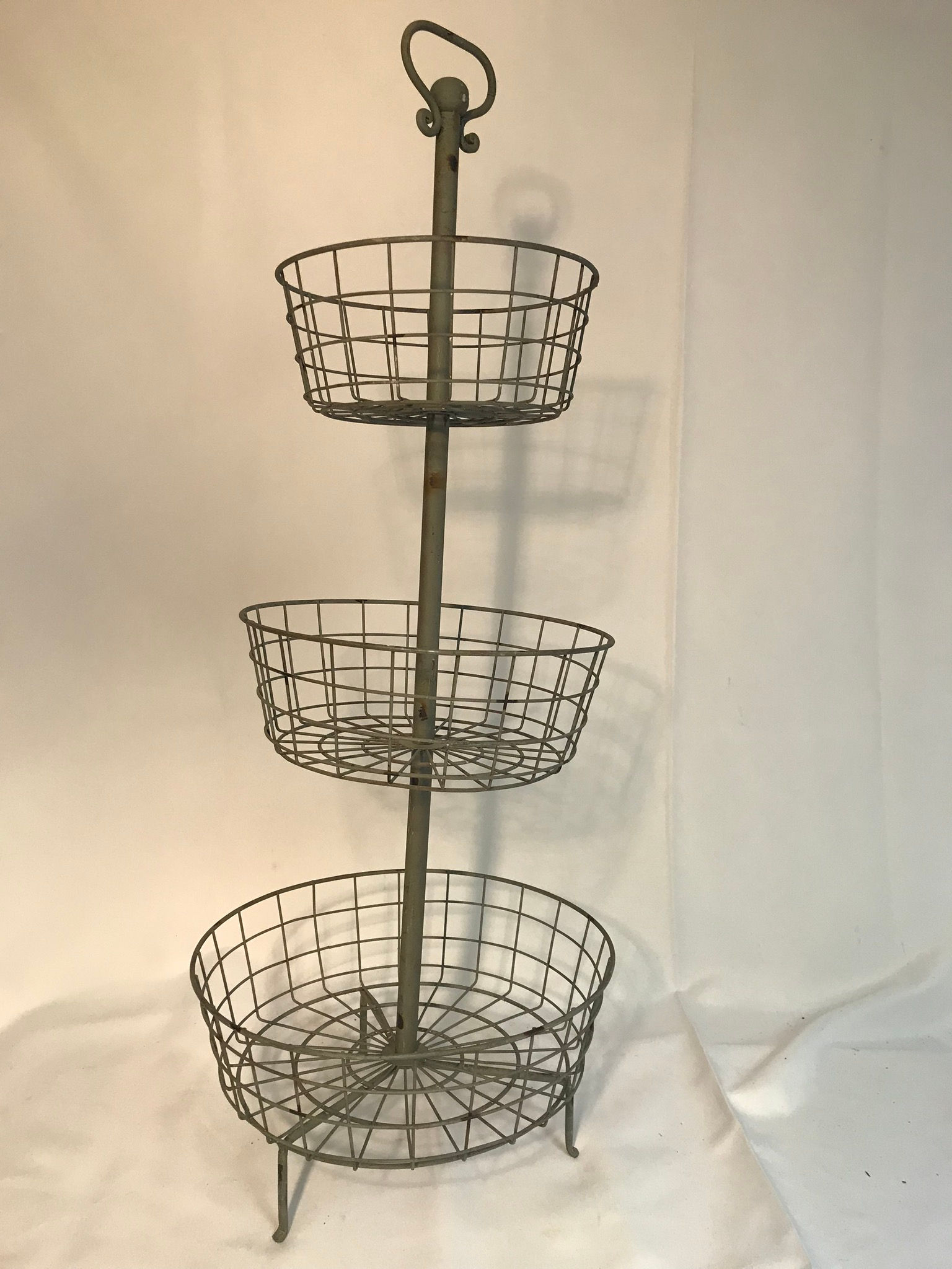 Rustic Three Tier Basket Stand
