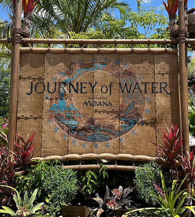 Moana's Journey of Wate Sign with flower and palm trees