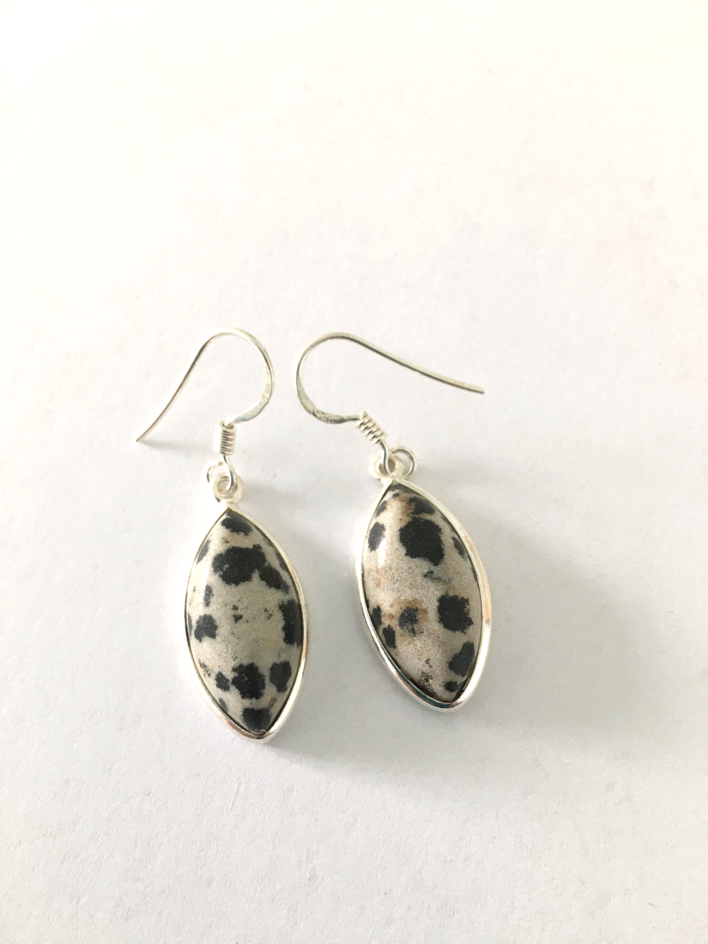 Dalmatian Jasper Marquis Drop Earrings