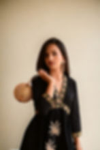 Black cotton embroidered dress