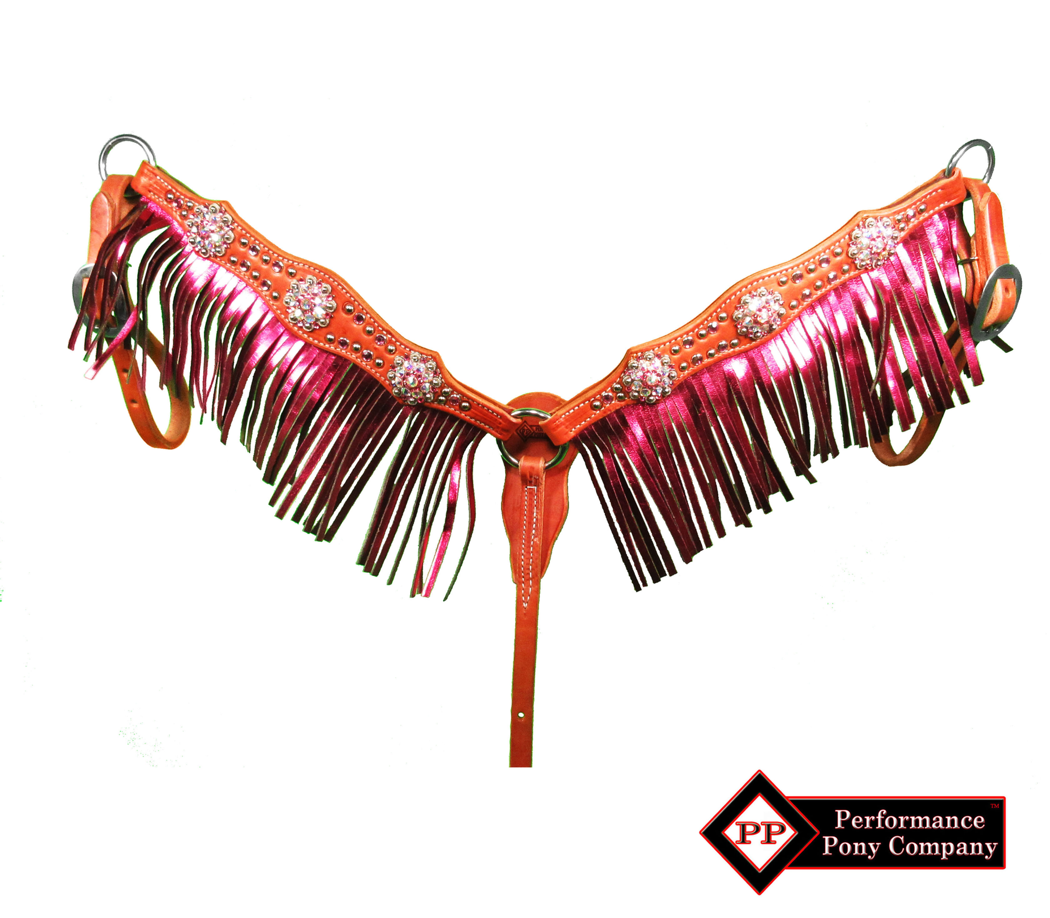 Pink Swarovski Crystal Breast Collar w/Fringe