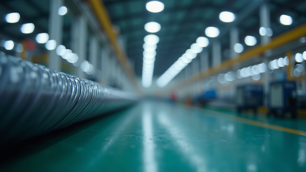 Eye-level view of a modern cable manufacturing facility