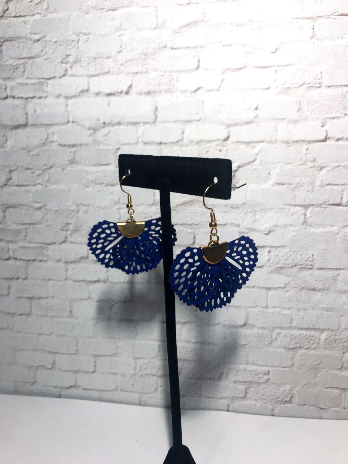 Blue leather earrings 
