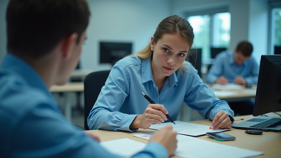 Close-up view of a student engaged in a professional training course