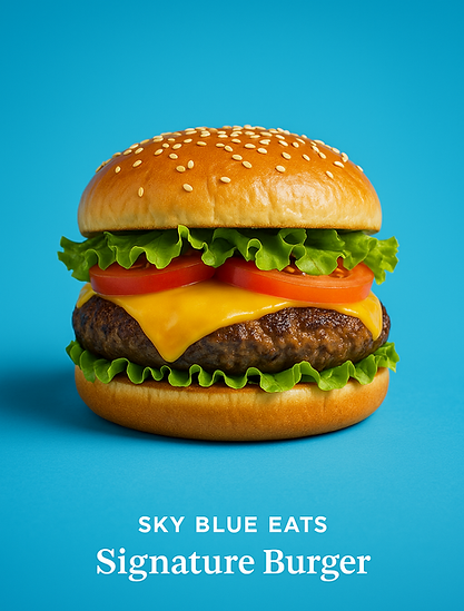 SKY BLUE EATS SIGNATURE BURGER