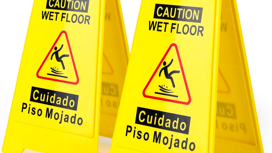 2-Pack Caution Wet Floor Sign,17.5" Height,Bright Yellow Double-Sided Folding A-Shaped Frame Design, Bilingual Caution Message