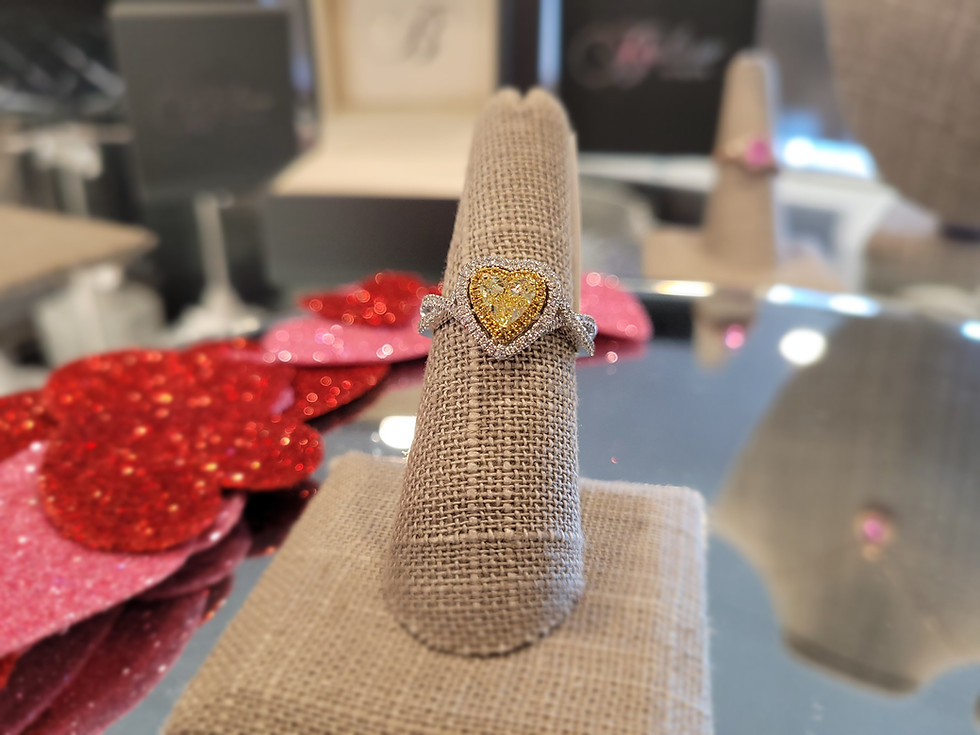 Thumbnail: Yellow heart shaped diamond ring