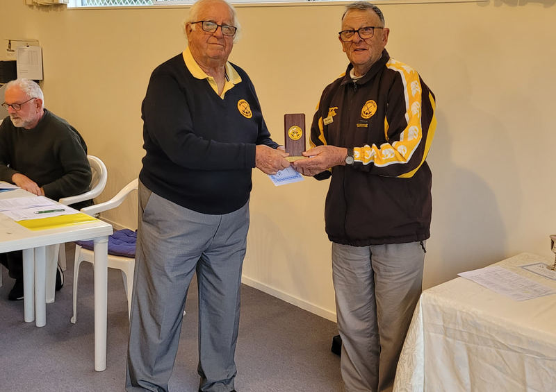 Man presenting an award to another man