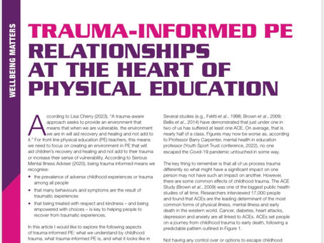 afPE Physical Education Matters Journal Article on Trauma Informed PE