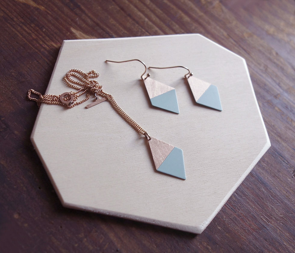 Miniaturbild: Geometrische Kette Trapez Mint, roségoldfarben