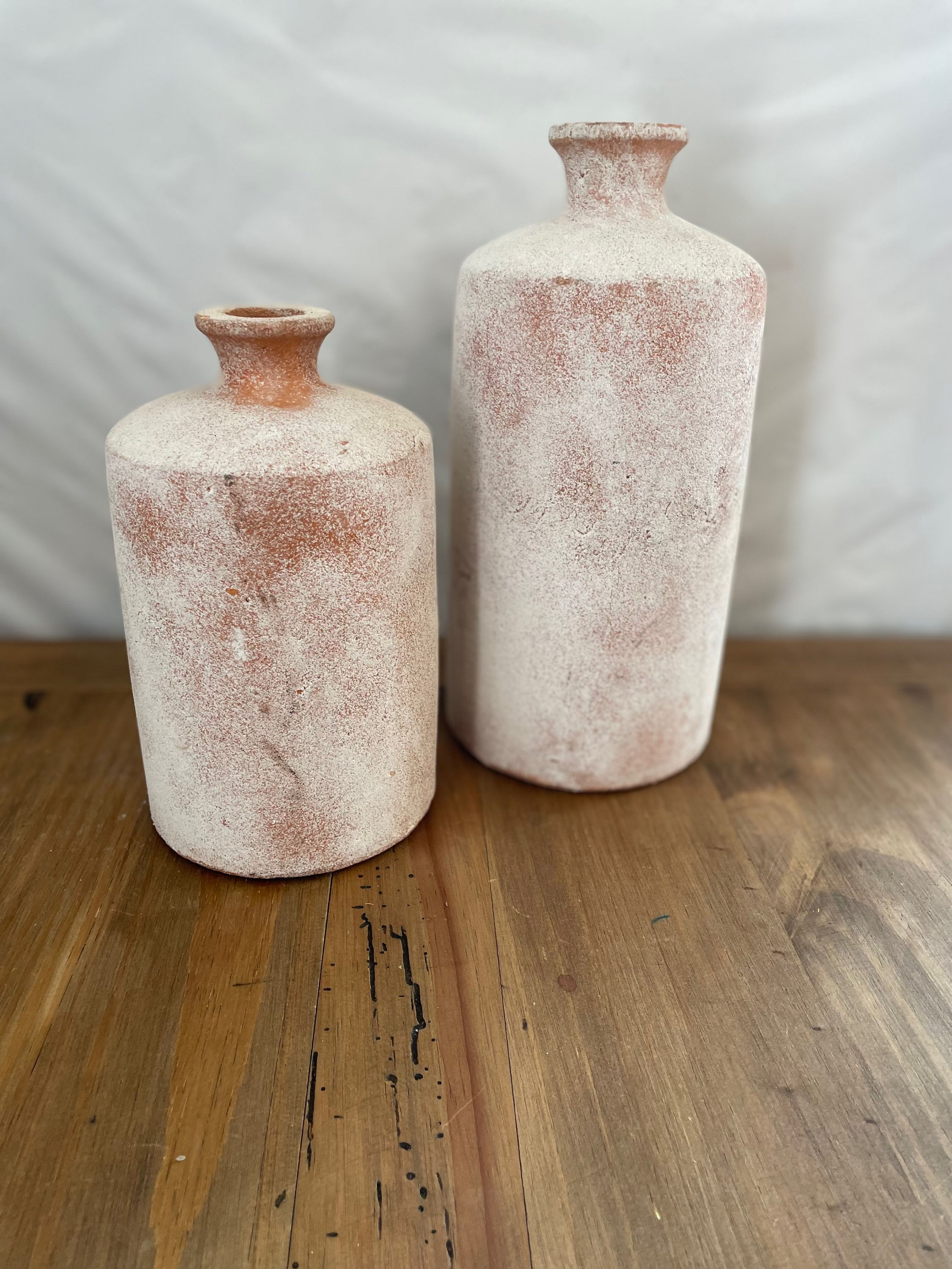 Set of White Washed Vases
