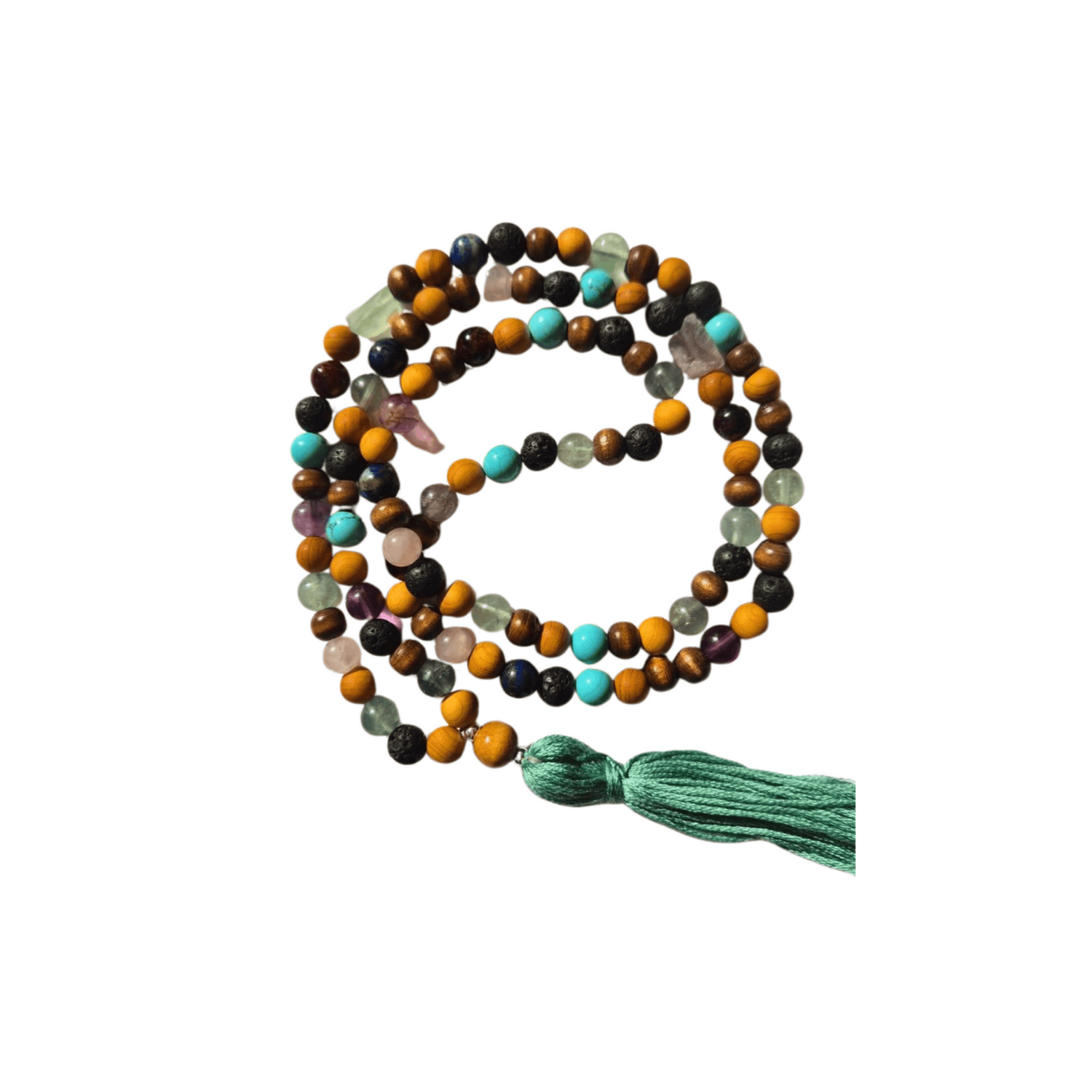 gemstone mala with green highlights